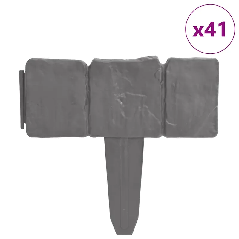 Lage Prijs vidaXL Recinzione Giardino/Prato in Plastica 41 pz Aspetto Pietra 10 m