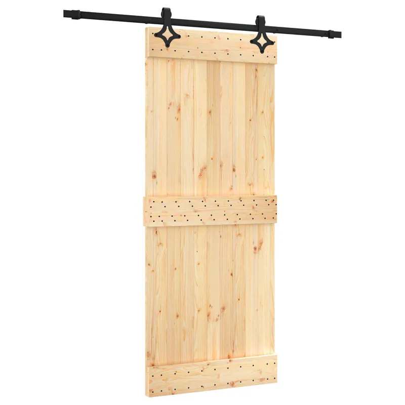 Bestel Nu vidaXL Porta scorrevole Naturale e Nero 85 x 210 cm