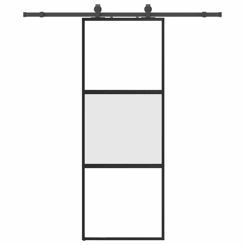 vidaXL Porta Scorrevole Set Ferramenta Nera 76x205 cm Vetro Temperato Premium