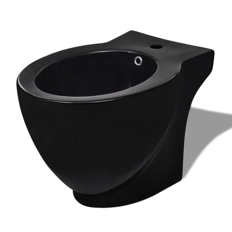 Goedkoop vidaXL Bidè Rotondo in Ceramica di Alta Qualità con Piede Nero