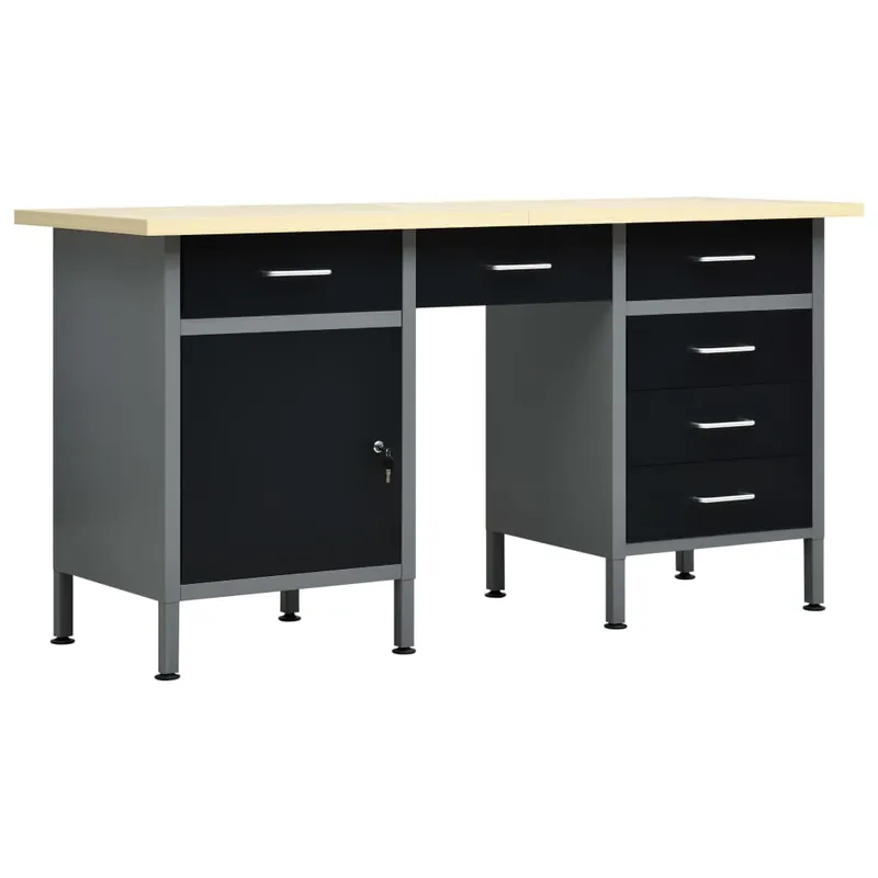 Flitsaanbieding vidaXL Banco da Lavoro Nero 160x60x85 cm in Acciaio