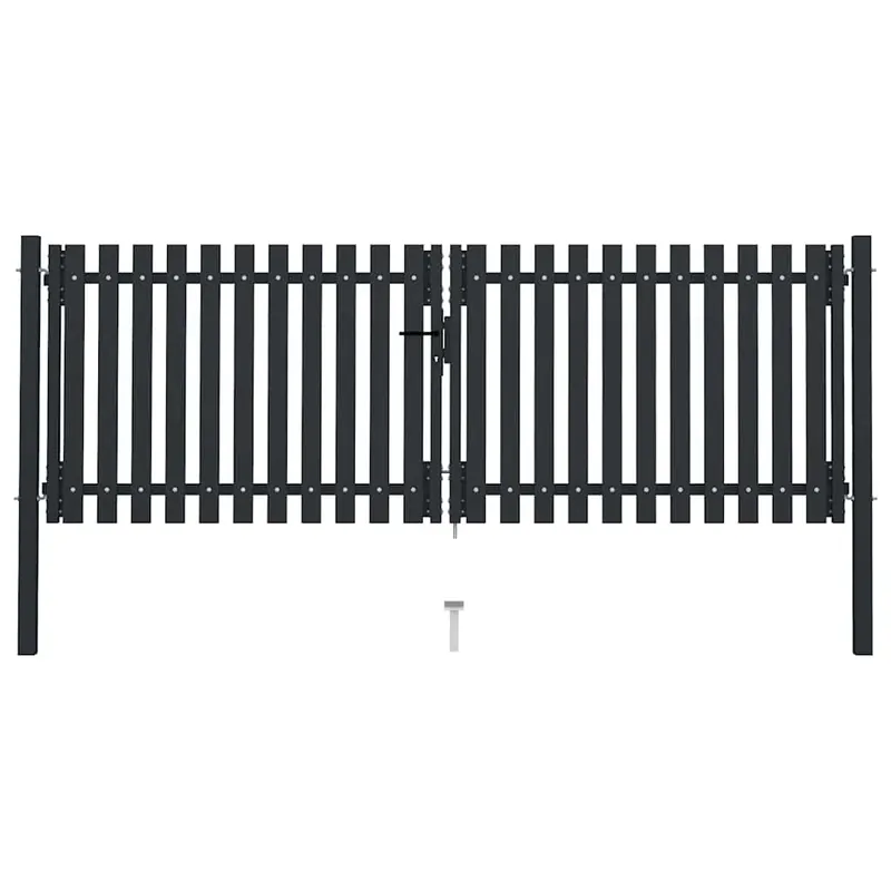 Direct Beschikbaar vidaXL Cancello per Recinzione a doppia Porta in Acciaio 300x75 cm Antracite