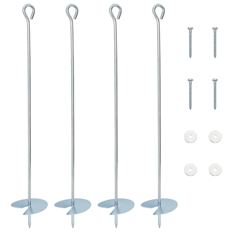 vidaXL Ancora per Terra 4 pcs Argento Ø10 x 60 cm Metallo Galvanizzato Beperkt Aanbod