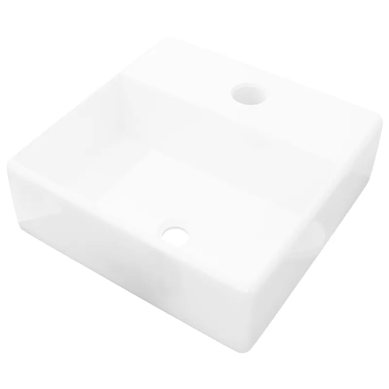 Favoriet vidaXL Lavandino Bagno in Ceramica Bianca Quadrato con Foro Rubinetto