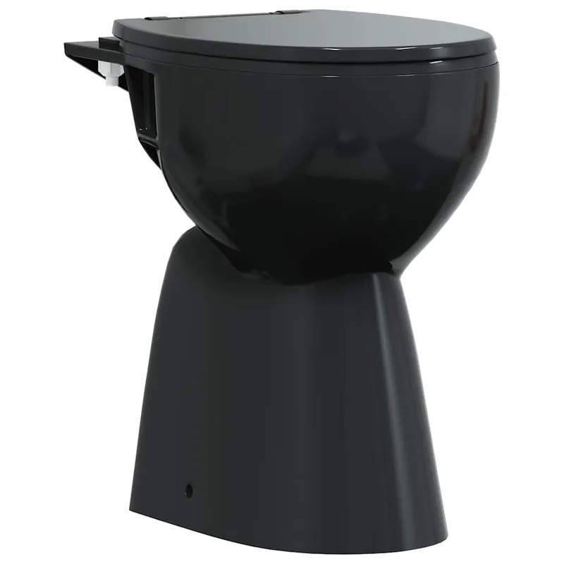 vidaXL WC Senza Brida 7 cm Altezza Extra Chiusura Rallentata Ceramica Nera Speciale Aanbieding