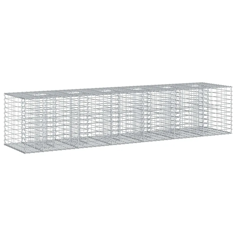 vidaXL Letto rialzato in gabbione 2 pcs Argento 260 x 60 x 55 cm Gereduceerde Prijs