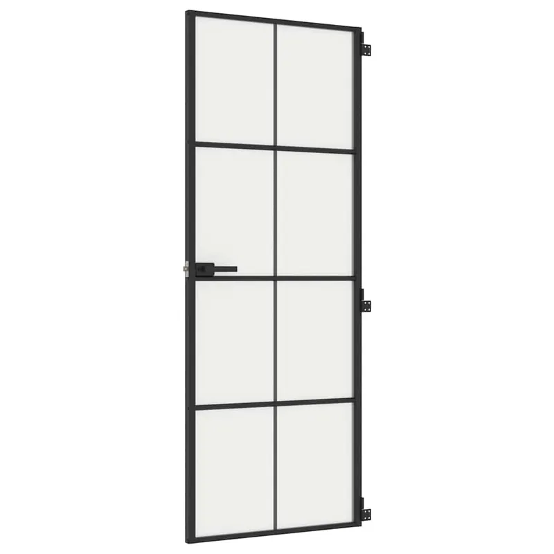 vidaXL Porta Interni Sottile Nera 76x201,5cm Vetro Temperato Alluminio Superprijs