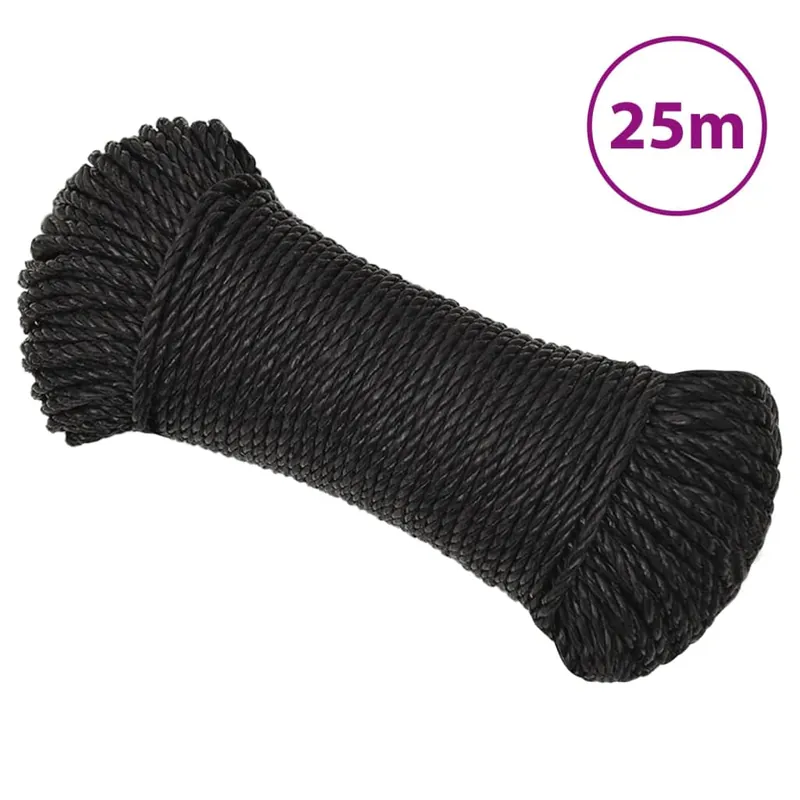 vidaXL Corda da Lavoro Nera 3 mm 25 m in Polipropilene Nieuw