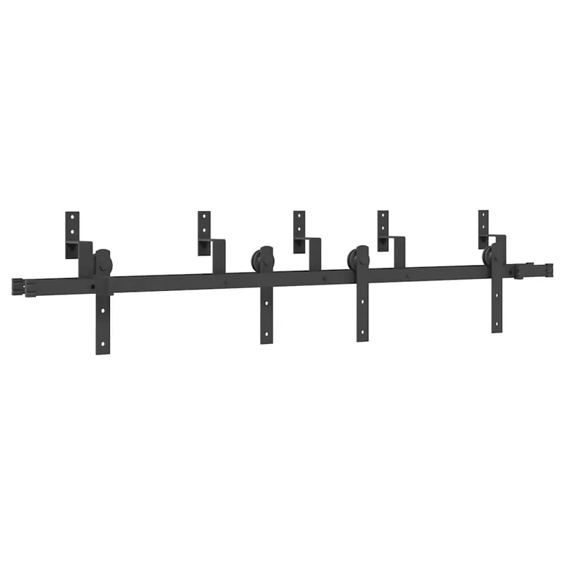 vidaXL Kit di Binari per Porte Scorrevoli 183 cm Acciaio Nero Beperkte Voorraad