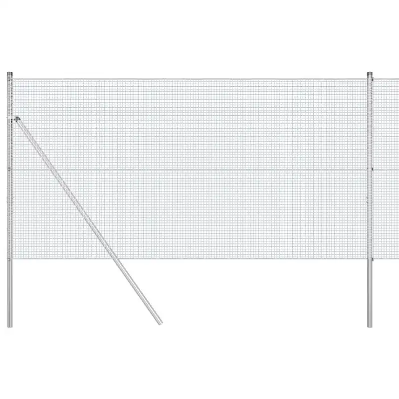 Hete Deal vidaXL Recinzione a rete saldata da fissare a terra 25 x 1,4 m Argento