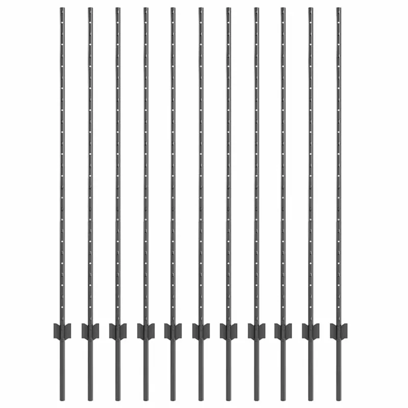 vidaXL Palo per recinzione interrato 11 pz Grigio 180 cm Veilige Betaling