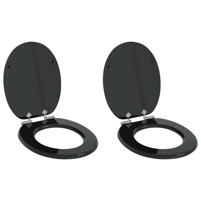 vidaXL Sedile per toilette con chiusura morbida 2 pcs Nero 44 x 38 cm Actieprijs