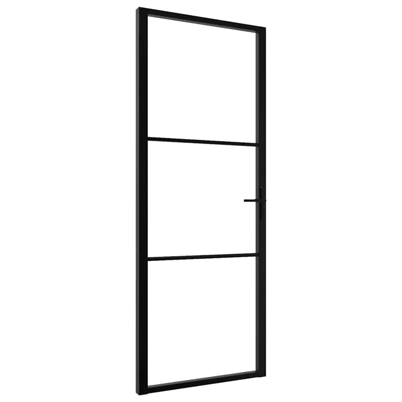 vidaXL Porta da Interno ESG Vetro e Alluminio 76x201,5 cm Nera Premium