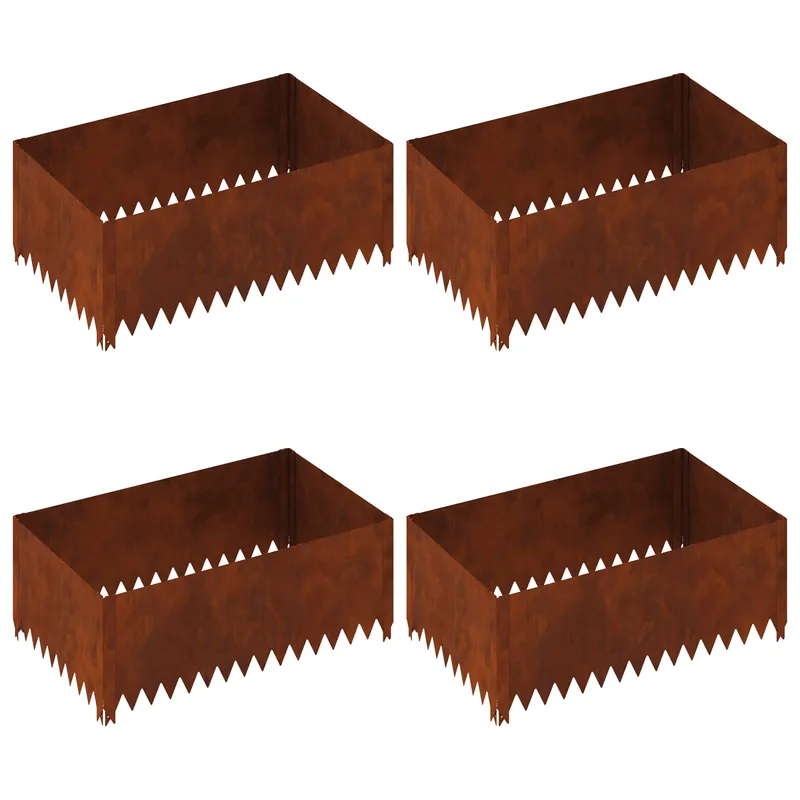 vidaXL Bordura per Prato 4 pcs 100 x 60 x 35 cm Acciaio Ruggine Dagaanbieding