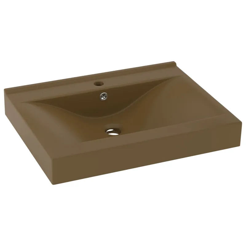 Tijdelijk Beschikbaar vidaXL Lavandino con Foro Rubinetto Crema Opaco 60x46 cm in Ceramica