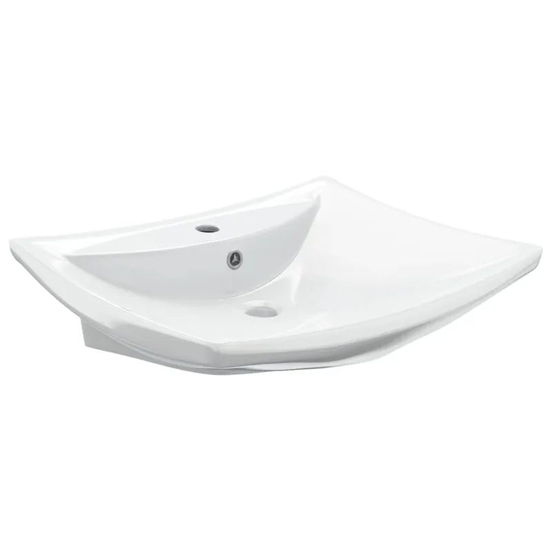 Lavabo Ceramica Lusso Rettangolare Foro di Trabocco e Foro Rubinetto Betaalbaar