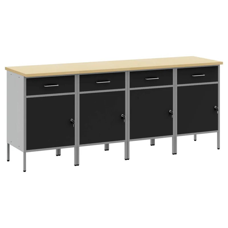 Weekendaanbieding vidaXL Mobile da lavoro 4 pcs Nero e Grigio 200 x 55 x 85 cm