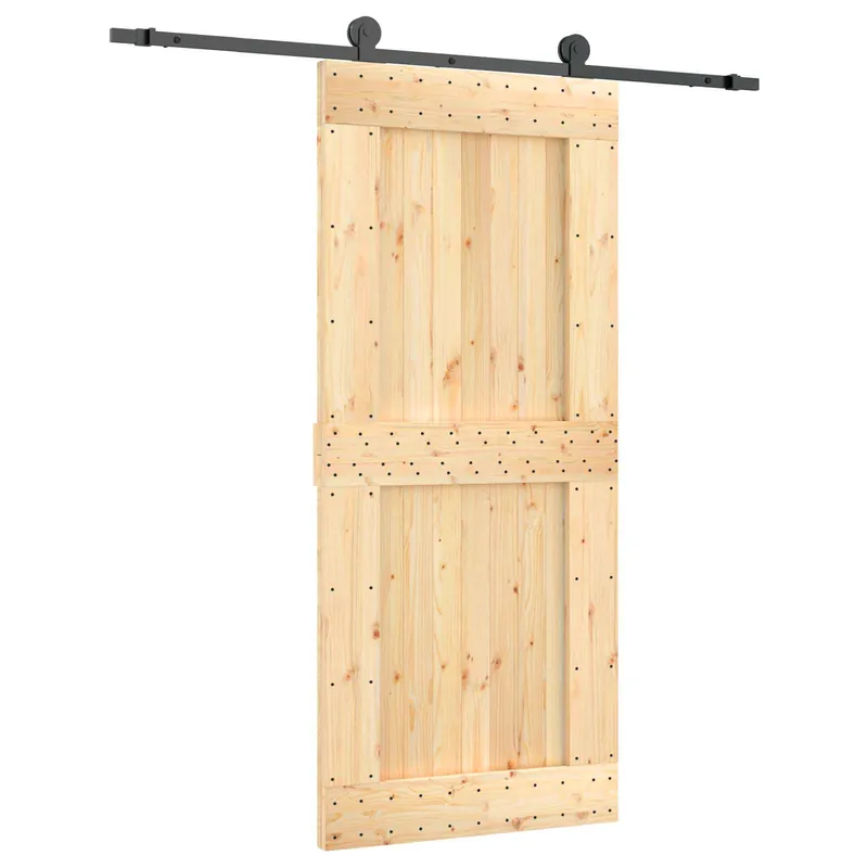 Populair vidaXL Porta scorrevole Naturale e Nero 90 x 210 cm
