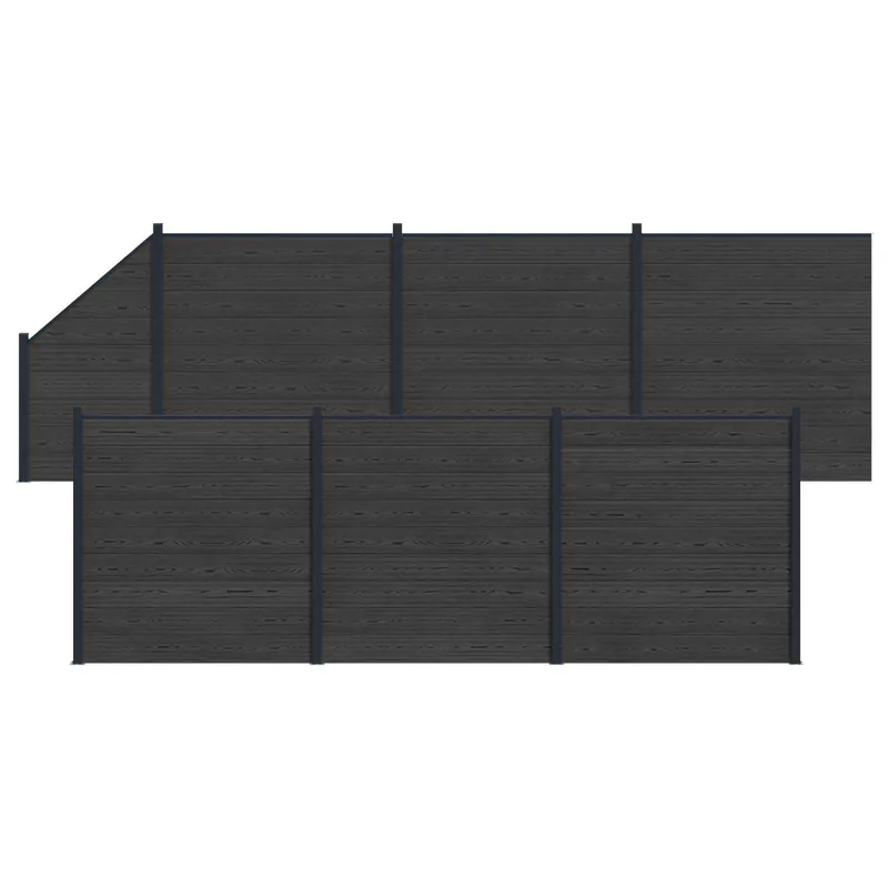 vidaXL Set di Recinzione 7 pcs 1138 x 186 cm WPC e Alluminio Nero Direct Beschikbaar