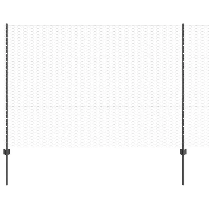 vidaXL Recinzione esagonale con palo 100 x 1,5 m Grigio Rete Bestel Nu