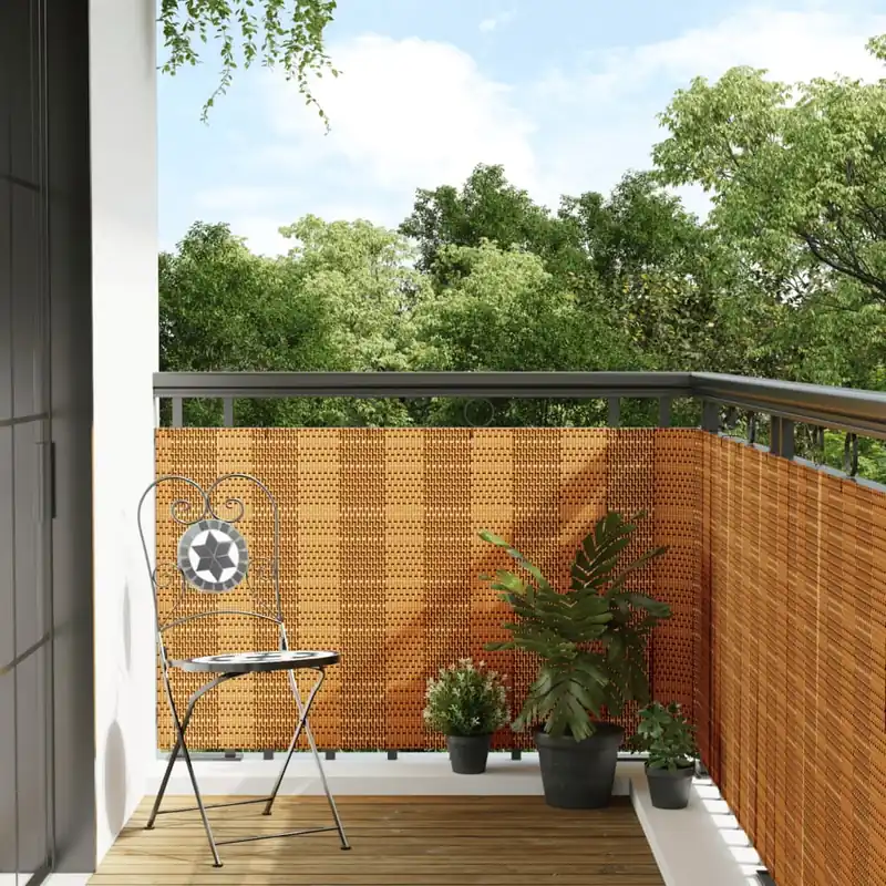 vidaXL Paravento da Balcone Marrone Chiaro 300x90 cm in Polyrattan Betaalbaar