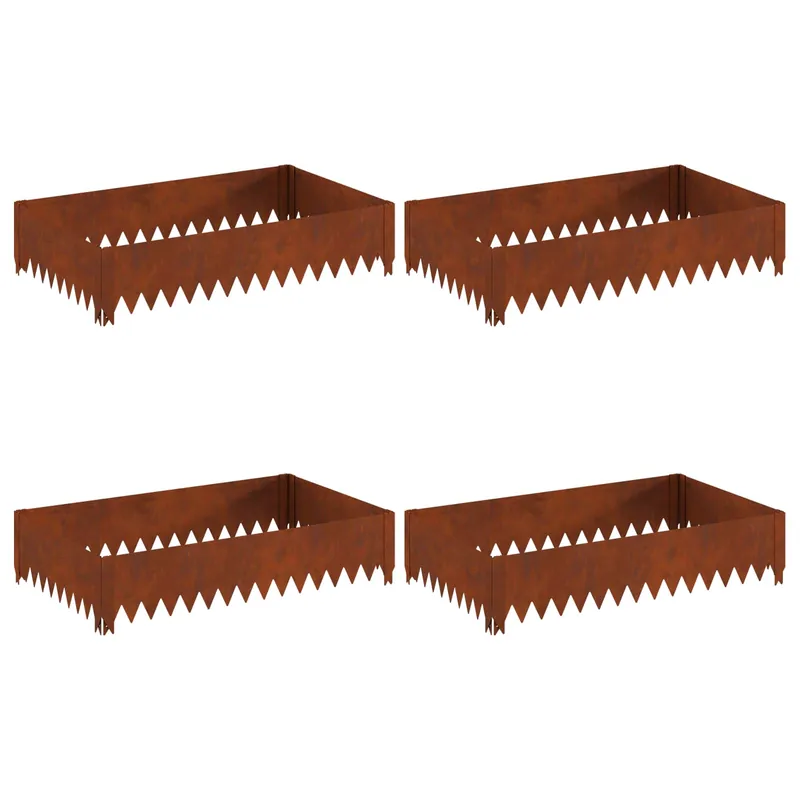 Beperkte Voorraad vidaXL Bordura per Prato 4 pcs 100 x 60 x 20 cm Acciaio Ruggine