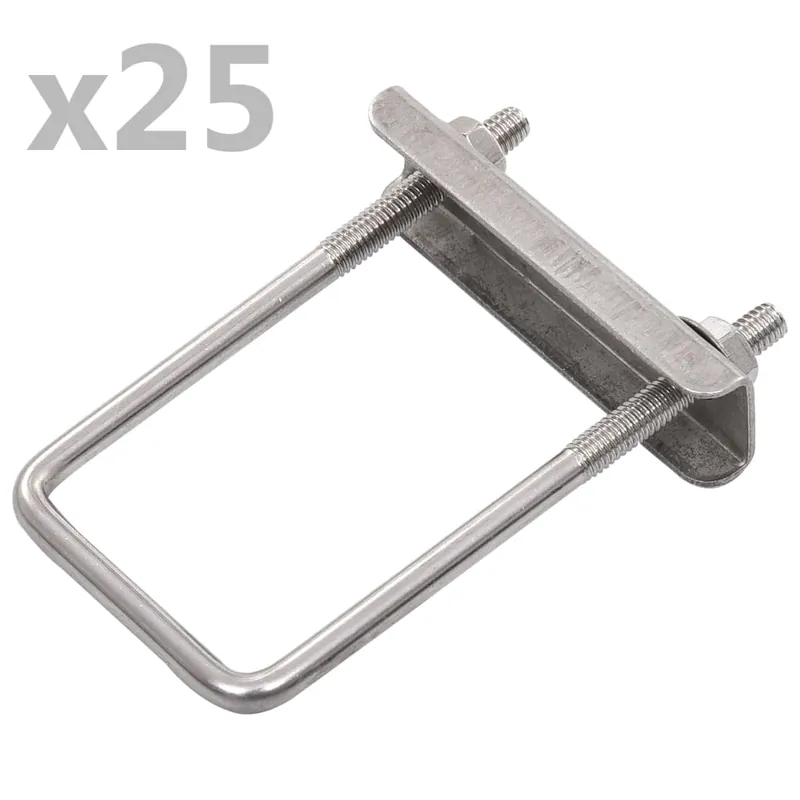 Koopje vidaXL Connettori a U per Pali di Recinzione 60x40 mm 25 Set