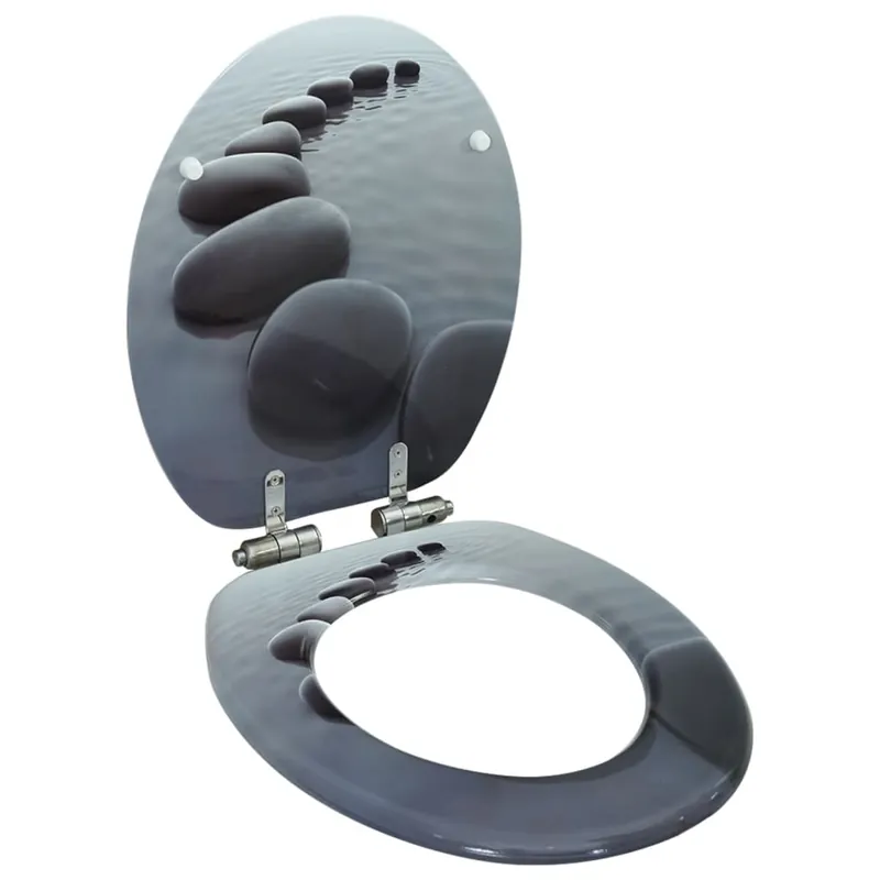 vidaXL Tavoletta WC Coperchio Chiusura Morbida MDF Design a Pietre Populair