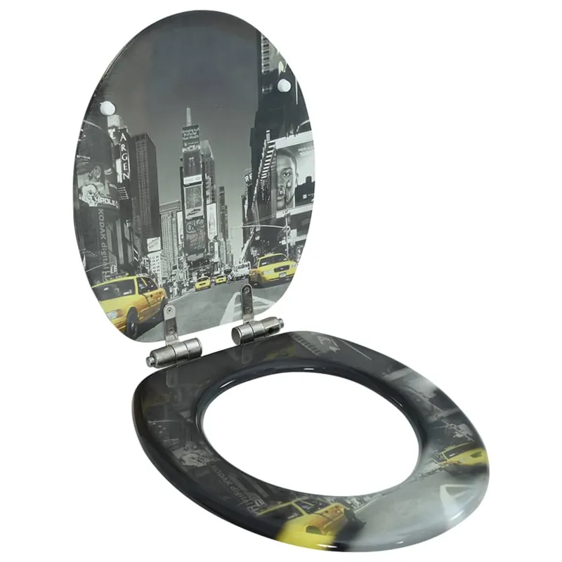 Premium vidaXL Tavoletta WC Coperchio Chiusura Morbida MDF New York