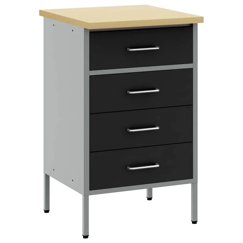 Bestseller vidaXL Banco da lavoro con cassetto Nero e Grigio 50 x 55 x 85 cm