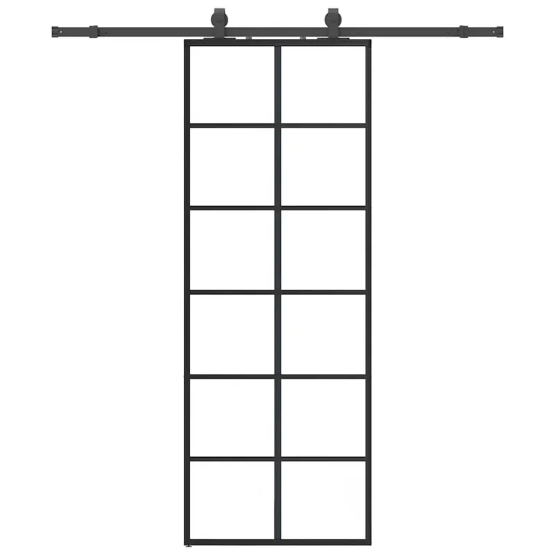Beperkt Aanbod vidaXL Porta Scorrevole con Ferramenta Nera 76x205 cm in Vetro ESG