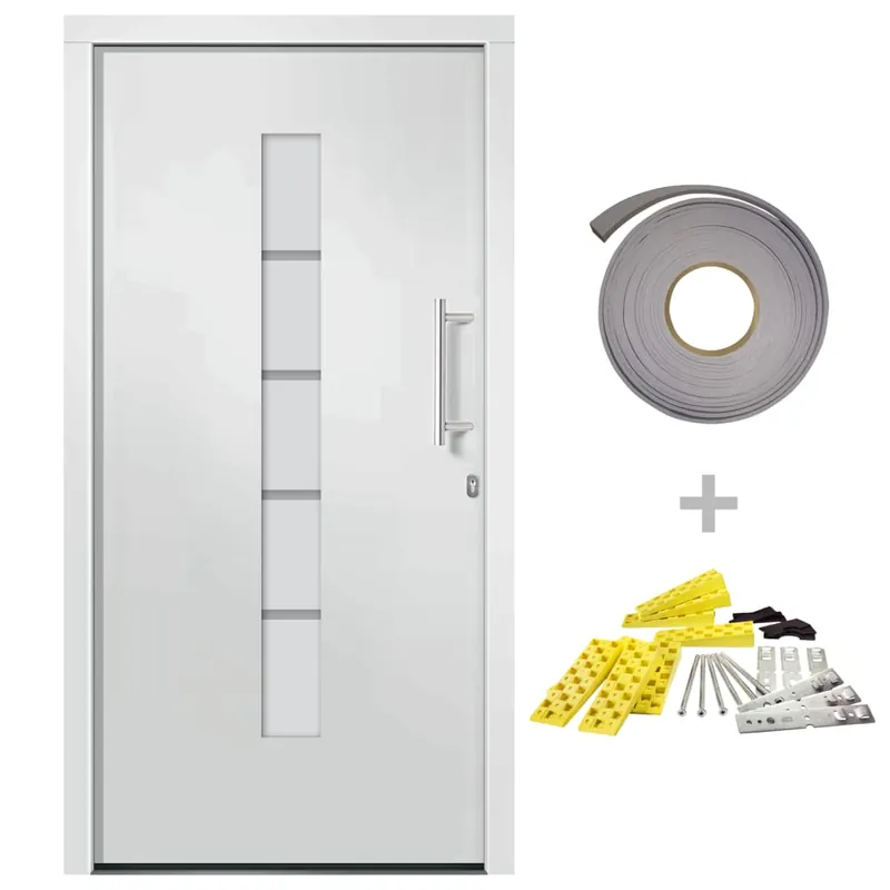 Dagaanbieding vidaXL Porta d‘Ingresso in Alluminio e PVC Bianco 100x200 cm