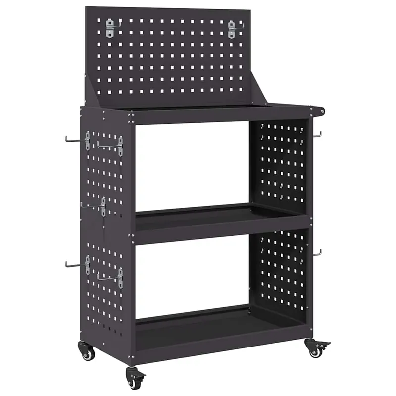 Lage Prijs vidaXL Carrello per Attrezzi con lo scaffale Nero 65 x 35 x 111 cm