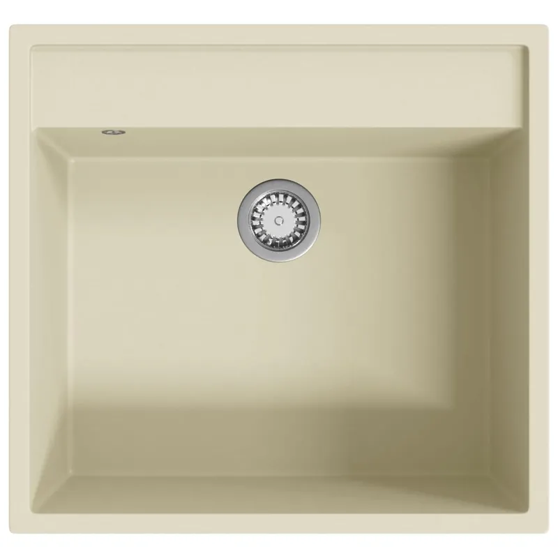 vidaXL Lavello da Cucina con Foro Troppopieno Beige in Granito Laatste Versie