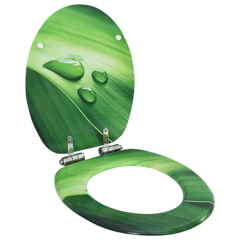 Gecertificeerd vidaXL Tavoletta WC Coperchio Chiusura Morbida MDF Verde Goccia Acqua