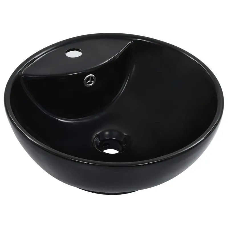 Beperkt Aanbod vidaXL Lavandino con Troppopieno 46,5x18 cm in Ceramica Nero