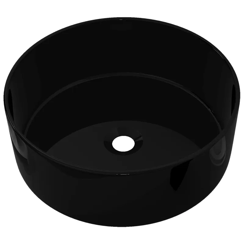 vidaXL Lavandino Tondo in Ceramica Nero 40 x 15 cm Direct Beschikbaar