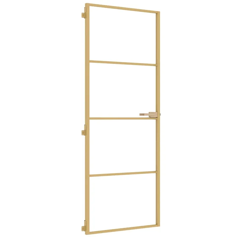 vidaXL Porta Interni Sottile Oro 76x201,5cm Vetro Temperato Alluminio Direct Beschikbaar