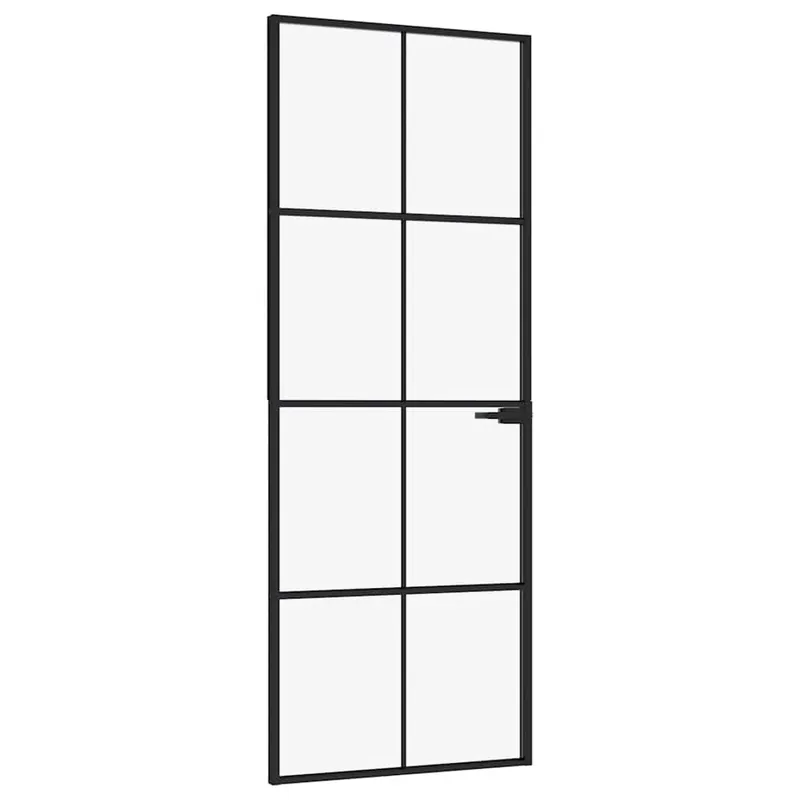 vidaXL Porta Interna Nera 76x201,5cm Vetro Temperato Alluminio Sottile Exclusieve Aanbieding