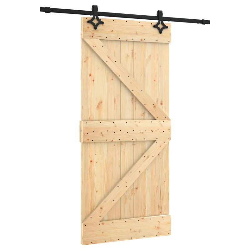 Direct Beschikbaar vidaXL Porta scorrevole Naturale e Nero 95 x 210 cm