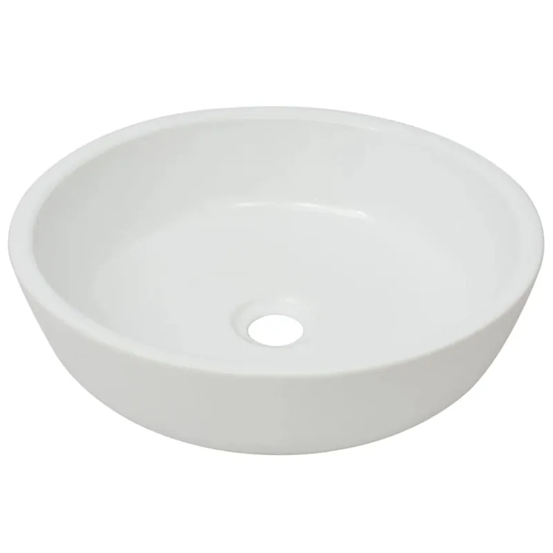 vidaXL Lavandino Tondo in Ceramica Bianca 42x12 cm Exclusieve Aanbieding