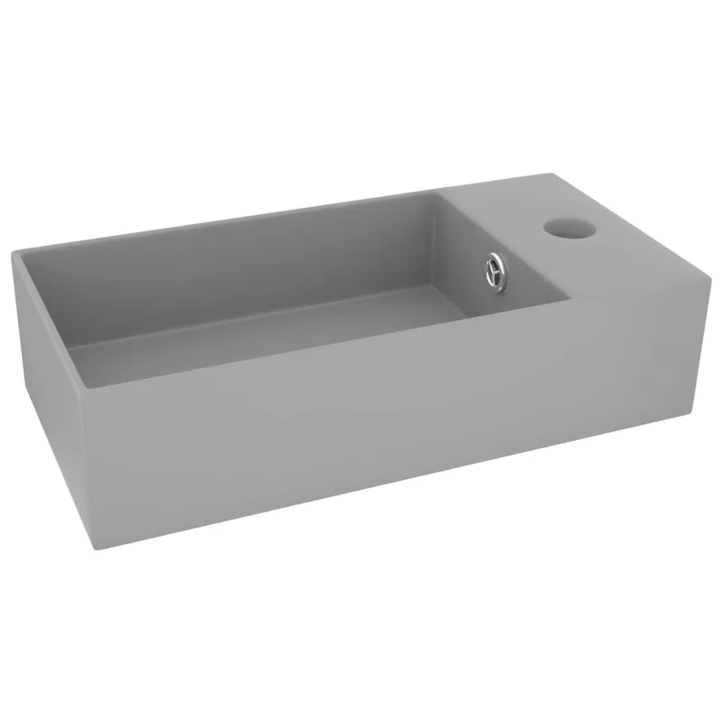 Finale Uitverkoop vidaXL Lavandino con Troppopieno in Ceramica Grigio Chiaro