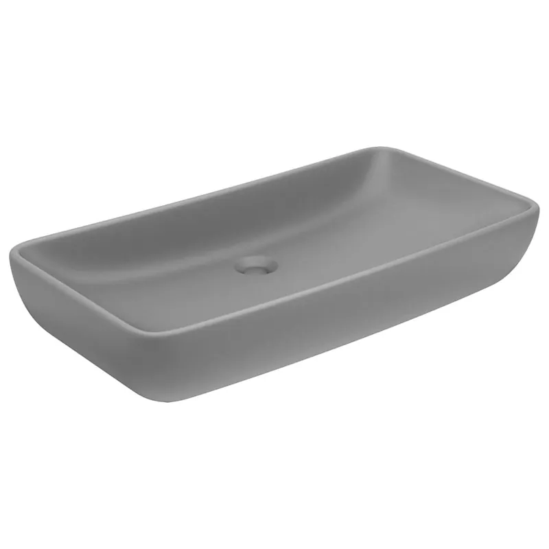 Uitverkoop vidaXL Lavabo Lusso Rettangolare Grigio Chiaro Opaco 71x38 cm Ceramica