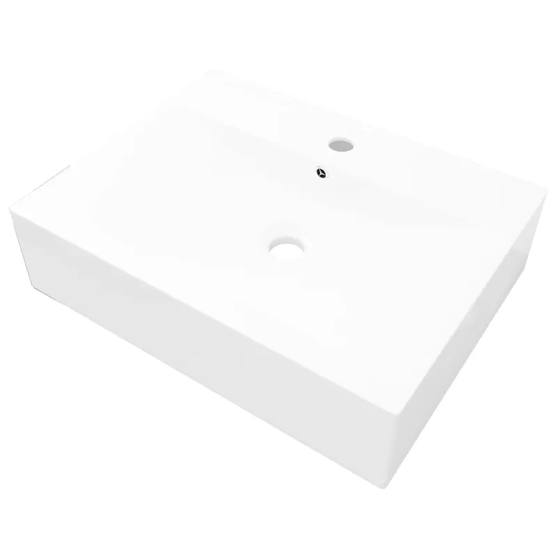 vidaXL Lavello Bianco in Ceramica di Lusso con Foro Rubinetto 60x46 cm Favoriet