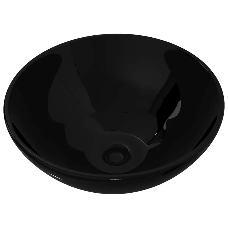 Direct Beschikbaar Lavandino da bagno in ceramica nera rotondo