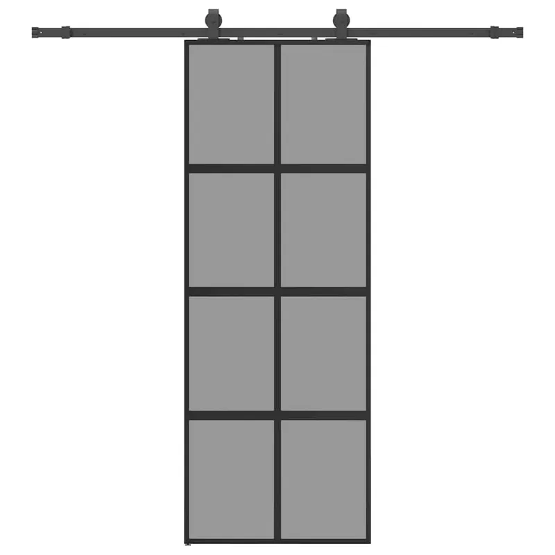 Must-Have vidaXL Porta Scorrevole Set Ferramenta Nera 76x205 cm Vetro Temperato