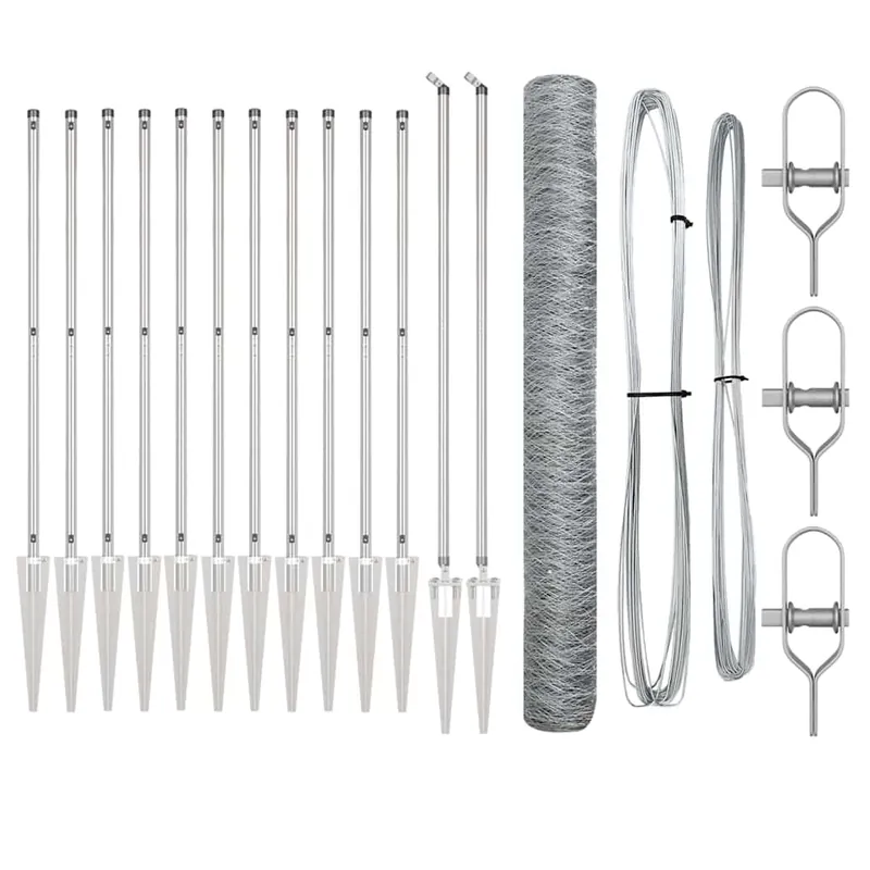 vidaXL Recinzione esagonale con palo 10 x 1,4 m Acciaio zincato Rete Veilige Betaling