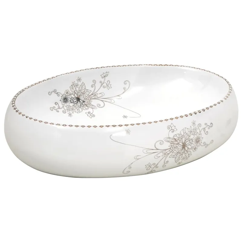 vidaXL Lavabo da Appoggio Bianco Ovale 59x40x15 cm Ceramica Fabrieksprijs