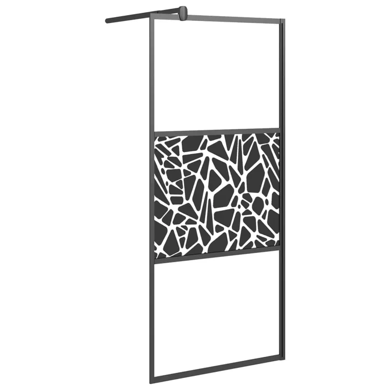 Meest Verkocht vidaXL Parete Doccia Walk in 80x195cm Vetro ESG con Design Pietre Nero
