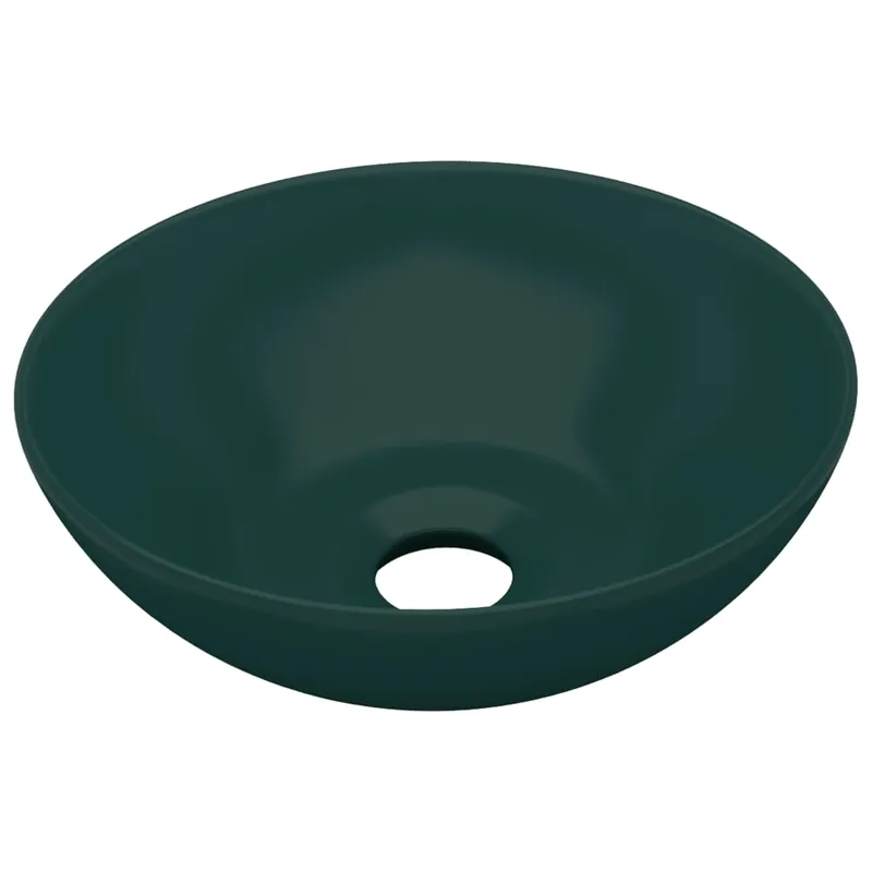 vidaXL Lavandino da Bagno in Ceramica Verde Scuro Rotondo Merkproduct
